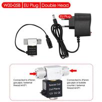 Aquarium Solenoid Valve CO2 System Regulator Aquarium Accessories Electric Low Temperature Magnetic Valve For Fish Tank DC12V Double Head-EU Plug