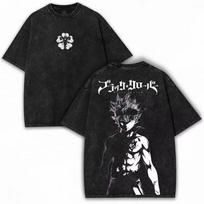 Karštas išpardavimas Anime Juodasis dobilas Yami Sukehiro Animacinis grafinis spaudinys T-shirt Vyrams Moterims Retro skalbtas apvalia apykakle Medvilninis trumpomis rankovėmis Laisvas kasdienis per didelis viršus S auksas