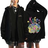 Korn Roko Hoodies PASAULINĖS TOUR Užtraukiamos Palaidinės Korn Roko Metalo Užtraukiamos Striukės Vilnos Dydžio Negalvojant Striukės Paltai Hip Hop Gatvės Apranga XS white
