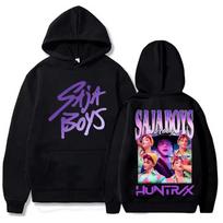 Anime KPop Demon Hunters Hoodie Saja Boys Print Harajuku Sweatshirt Autumn Men Women Tracksuit Oversized Y2k Sudaderas XXL juoda