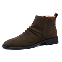 2025New Men's Boots High Quality Suede Casual Botas Retro British Style Short Boot Side Zipper Ankle Boots for Men Chelsea Boots 43 ruda