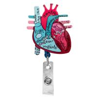 Cardiac Badge Reel Holder ID Name Card Reel Holder Heart Anatomy Nursing Phlebotomy ID Clip For Teacher Student RN Nurse blue