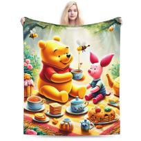 Winnie the Pooh flaneliniai pledai Mielas animacinis filmas Nuostabus lovatiesės pledas namams 125*100cm Antklodė 75x90cm beige