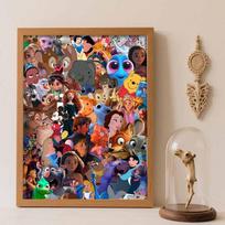 Disney Diamond Painting Kit Classic Character Collage Hand Embroidery 5D DIY Diamond Art Home Decor Creative Handicrafts Mosaic Gift Round 20x30cm black