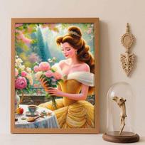 Disney DIY diamond painting 5d full round diamond floral princess cross stitch diamond living room bedroom decoration painting Round 20x30cm brown