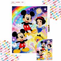 5D DIY Disney Diamond Art Painting Kit Mickey Snow White Alice Princess Creative Home Decor Round 40x50cm