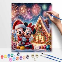 Disney Christmas Fireworks Oil Painting Kit Home Bedroom Wall Decor Handmade Gift for Holiday Party Decoration Modern Art Supplies 20x30cm gray