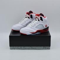 HQ7978-101 Nike Air Jordan 5 Retro OG Fire Red Black Tongue 2025 (Men's) 11 gray
