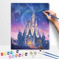 Disney Night Castle Paint By Number Kit Number Drawing Canvas DIY Picture Home Decor Disney Fantasy Fairytale Magic Art Painting Set 50x70cm gray