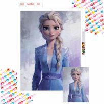 Disney Elsa Diamond Painting Art Kit Mosaic Handmade Diy Gift Home Decor Round 20x30cm gray