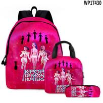 3D Filmo K-Pop Raganų Medžioklės Grupės Mokyklinė Kuprinė, Pieštukinė, Peties Krepšys Trys Dalys Rinkinys Spausdinimas Lunch bag