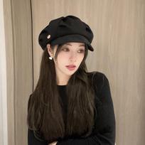 Korean Cloud Berets Fashion Pleated Octagonal Cap Vintage Solid Color Peaked Caps Spring And Autumn Beret Windproof Hat One size juoda