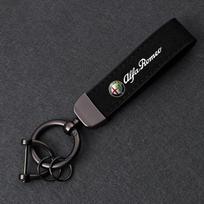 Prabangių odinių automobilių ženklelių raktų pakabukų rinkinys Alfa Romeo Sportiva Giulia Giulietta 159 156 Stelvio Raktų pakabukų žiedai Automobilio aksesuaras QF4 juoda