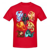 Unisex Wings Of Fire Dragons Awesome T Shirt Streetwear Cotton Crewneck T-shirt S red