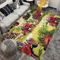 Žalias traktorius Ūkis Vaikų kilimas Neslystantis Plaunamas plotinis kilimas Animacinis ūkinis transporto priemonės grindų kilimėlis berniukų miegamajam žaidimų kambariui 80x120cm