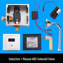 Paslėptas automatinis pisuarų jutiklis su nuleidimo vožtuvu ir 6V solenoidiniu transformatoriumi white
