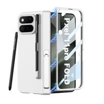 Hard PC Case With Side Pocket Built-in Kickstand Stylus Holder Google Pixel 11 Pro Fold Magnetic Shockproof Matte Finish Google Pixel 11 Pro Fold gray