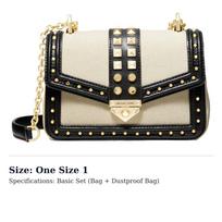 MICHAEL KORS Soho Canvas With Leather Shoulder Bag, Crossbody Bag Women's Black & White 30T1G1SL5C-NAT-BLK One Size 1 beige
