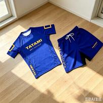 2026 Tatami Jiu Jitsu Set Men's Women's Kids Short Sleeve T-shirts & Fight Shorts Quick-Drying BJJ Training Sportswear 2XL blue