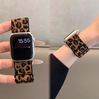 Leopardo rašto nailoninis laikrodžio dirželis Apple Watch S10 - Elastinga pintas kilpos sportinis patogus pakaitinis dirželis iWatch 10/9/8/7/6/5/4/3/2/1/Se/Ultra/ultra2 46mm S10 gray