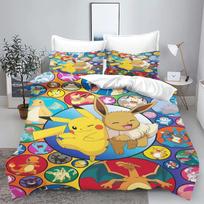 Pokémon Pikachu serijos patalynės komplektas, animacinių filmų spaudinys, antklodės užvalkalas, pagalvės užvalkalas, kambario antklodės užvalkalo komplektas, dekoracija, didelis karališkas 260x240cm 200x200cm