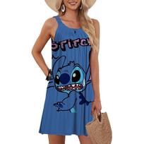 Moterims Vasarinė Laisvalaikio T-shirt Suknelė Paplūdimio Apsiaustas Disney Lilo&Stitch Klostuota Camisole Suknelė Atviru Nugaros Dalimi 7XL brown