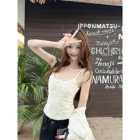 Women's French Sweet & Spicy Lace Jacket and Slim Camisole Two-Piece Set Small gray