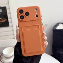 Minkštos odos pojūtis Kortelės laikiklis Dėklas kortelei iPhone 17 Pro Max 17 Pro Air 16e 16 pro 15 + 14 13 12 11 Apsauginis dangtelis iPhone Air brown