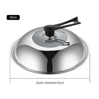 30/32/34/36cm Wok Pan Lids,Stainless Steel Pot Lid Pan Cover Thicken Visible Wok Lid Household Frying Pan Lid Cookware Parts gray