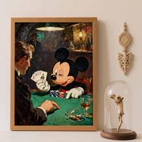 Disney 5D diamond painting set DIY handmade diamond painting art production poker Mickey decorative painting Round 20x30cm brown