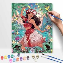 Disney Moana Tropical Island Princess Paint By Numbers Hand Painting Kit. Home Decor Gift 30x40cm brown