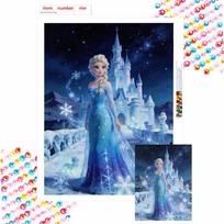 Disney Elsa Frozen Castle Diamond Painting Art Mosaic Kit Handmade diy5D Home Decor Gift Round 40x50cm gray