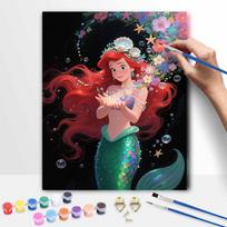 Disney Mermaid Underwater Fantasy Painting by Numbers Hand Filled Drawing Art Kit Home Decor 30x40cm brown