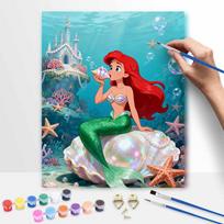 Disney Ariel mermaid underwater digital oil painting diy oil painting hand painting living room bedroom decoration painting 20x30cm blue
