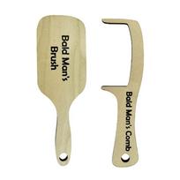 2Pcs Woodens Balds Man Comb and Brush Toothless Combing Brush for Friend Balds Man Grooming Tool Funny Novelty Hair Comb 1 beige