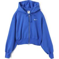Nike Sportswear Phoenix Fleece Moteriškas laisvas trumpas džemperis su gobtuvu ir užtrauktuku HJ0941-480 M mėlyna