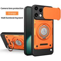 Anti-slip Armor Shockproof Case For Nothing Phone 3A Lite Slide Camera Lens Protection Metal Ring Stand TPU Plastic Back Cover Nothing Phone3A Lite orange