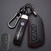 Odinis automobilio nuotolinio valdymo pultelio dėklas Dangtelio apsauga Laikiklis Korpusas Raktų pakabukas VW Volkswagen Golf 7 MK7 Tiguan MK2 Automobilio raktų pakabuko priedai black
