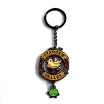 Stardew Valley Pixel Chicken Rotating Road Sign & Zuni Demon Apple Game Keychain beige