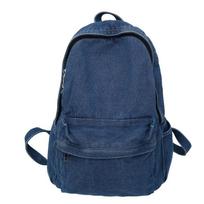 Hong Kong Style Denim Backpack Women'S Fashion Autumn Large Capacity Versatile Lightweight Backpack Student School Bag tamsiai mėlyna spalva