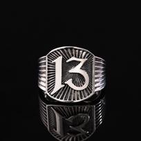 New European and American Retro Men's Ring Light Number 13 Ring 6 white