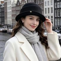 Women S French Style Elegant Warm Bucket Hat Solid Color Adjustable Winter Autumn Spring One Size juoda