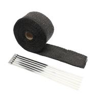 Motorcycle Exhaust Thermal Tape Sports Muffler Wrap 5cm 5M 10M 15M Heat Shield Resistant Heat with Stainless Ties Dirt Bike Car 5cm 10m Black black