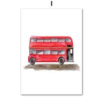 Animacinis filmas Autobusas Ekskavatorius Garo traukinys Berniuko kambarys Sienų menas Vaikiški plakatai ir spaudiniai Vaikų Kambariui Kūdikių dekoras Drobės tapyba 50x80cm No Framed