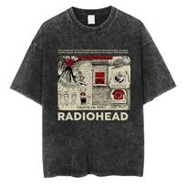 „Radiohead“ marškinėliai, klasikiniai retro roko grupės marškinėliai su grafika, dideli, kokybiški medvilniniai vyriški ir moteriški gatvės stiliaus marškinėliai trumpomis rankovėmis. S gray