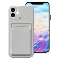 IPhone 16 Kortelių dėklas Kortelių dėklas Tinka Apple 15 Kontrastingos spalvos mygtukas Odos pojūtis XR Pilnas apsauginis dėklas kamerai iPhone 15Plus gray