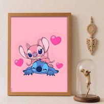 Disney Diamond Painting Stitch & Angel 5D Handmade DIY Gift Diamond Painting Set Art Home Decor Round 20x30cm brown