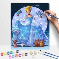 Disney Oil Painting Kit Canvas Cinderella DIY Home Decor Gift 20x30cm gray