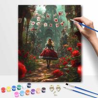 Disney Oil Painting Kit Canvas Alice Magical Garden DIY Home Decor Gift 30x40cm gray
