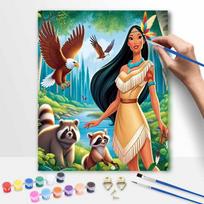Disney Pocahontas Painting Kit, Home Decor Handmade Gift for Wall Art Craft Lovers Paint by Number Sets for Living Room Interior Decor 50x70cm black